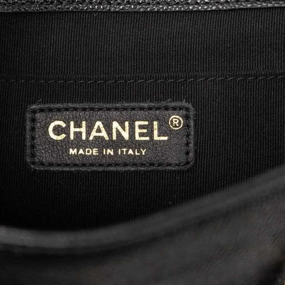 Chanel Triple Coco Mark Matelasse Caviar Skin Chain Backpack Black